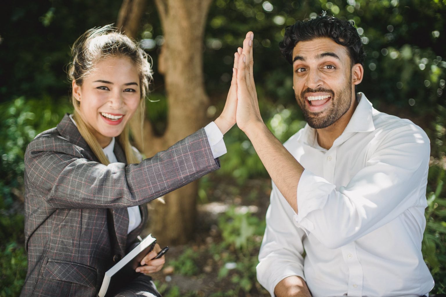 Business People High Five Outdoors 